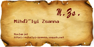 Mihályi Zsanna névjegykártya